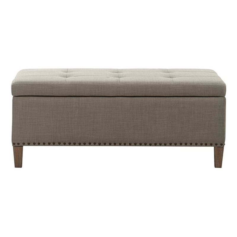 Madison Park Shandra II Wood and Fabric Tufted Top Storage Bench in Brown