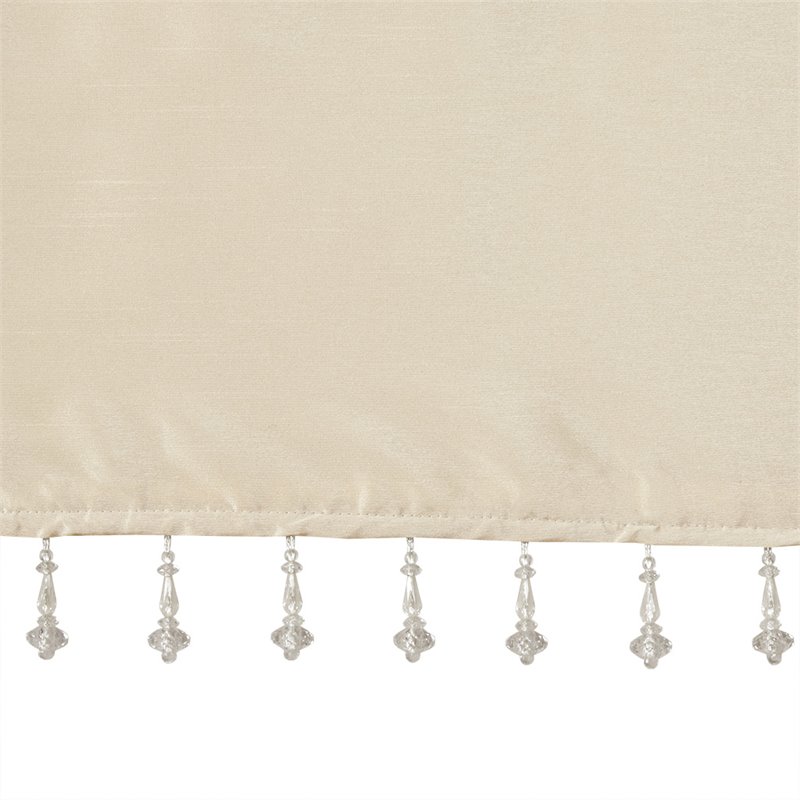 Madison Park Emilia Lightweight Faux Silk Fabric Valance with Beads in Gold