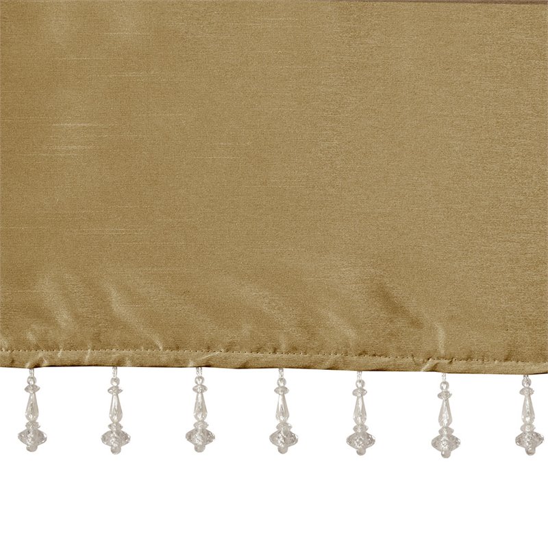 Madison Park Emilia Lightweight Faux Silk Fabric Valance with Beads in Bronze