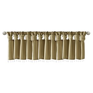 madison park emilia lightweight faux silk fabric valance with beads in bronze