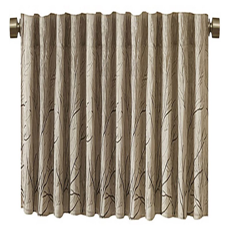 Madison Park Andora Faux Silk Fabric Embroidered Window Valance in Tan