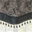 Madison Park Aubrey Polyester Jacquard Window Valance with Beads in Black/Gold