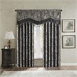 Madison Park Aubrey Polyester Jacquard Window Valance with Beads in Black/Gold