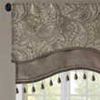Madison Park Aubrey Polyester Jacquard Window Valance with Beads in Brown/Blue