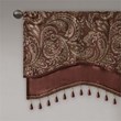 Madison Park Aubrey Polyester Jacquard Window Valance with Beads in Red/Gold