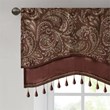 Madison Park Aubrey Polyester Jacquard Window Valance with Beads in Red/Gold