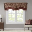 Madison Park Aubrey Polyester Jacquard Window Valance with Beads in Red/Gold