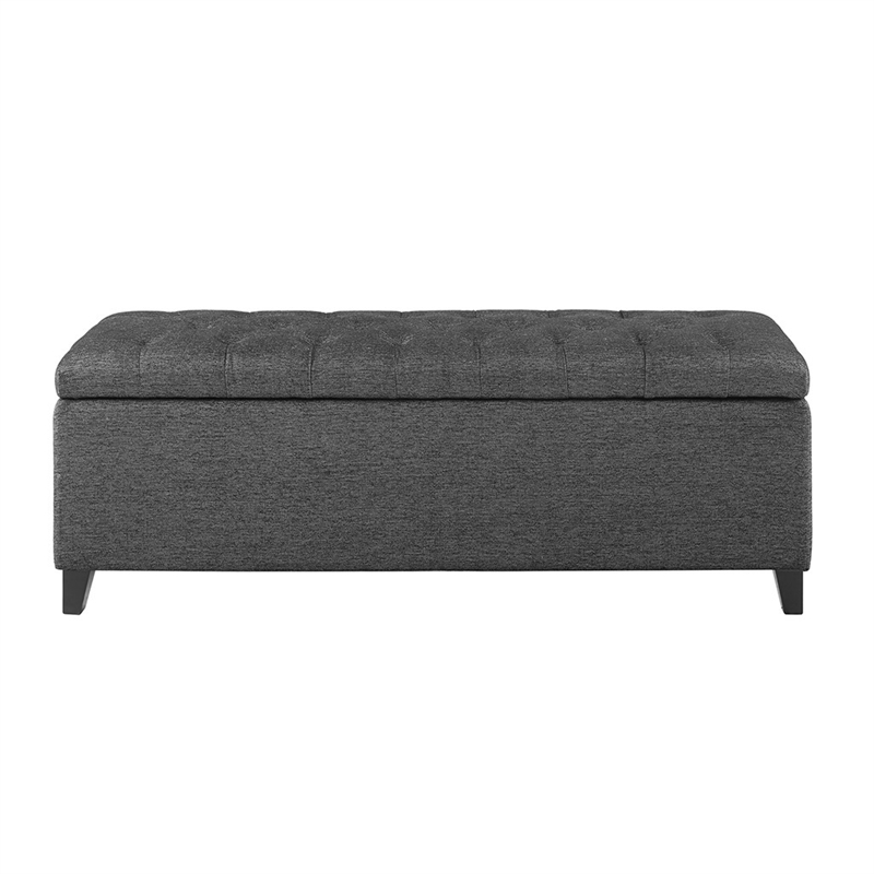 Madison Park Shandra Wood and Fabric Tufted Top Storage Bench in Charcoal