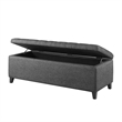 Madison Park Shandra Wood and Fabric Tufted Top Storage Bench in Charcoal