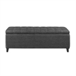 Madison Park Shandra Wood and Fabric Tufted Top Storage Bench in Charcoal