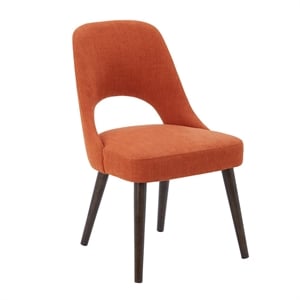 INK+IVY Nola 19.5&quot Fabric and Solid Wood Dining Chairs in Orange (Set of 2)