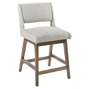 INK+IVY Boomerang 25&quot Solid Wood and Fabric Upholstered Counter Stool in Gray