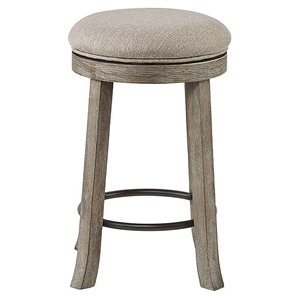 INK+IVY Oaktown 25.5&quot Solid Wood and Fabric Swivel Counter Stool in Gray