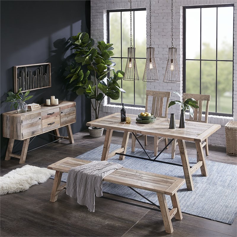 INK+IVY Sonoma Rectangular Solid Pine Wood Dining Bench in Natural