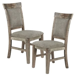 INK+IVY Oliver 20.5&quot Fabric and Solid Wood Dining Side Chairs in Gray (Set of 2)