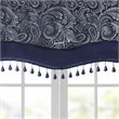 Madison Park Aubrey Polyester Jacquard Window Valance with Beads in Navy/Ivory