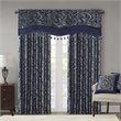 Madison Park Aubrey Polyester Jacquard Window Valance with Beads in Navy/Ivory