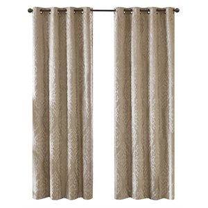sunsmart mirage fabric knitted jacquard total blackout window panel in beige