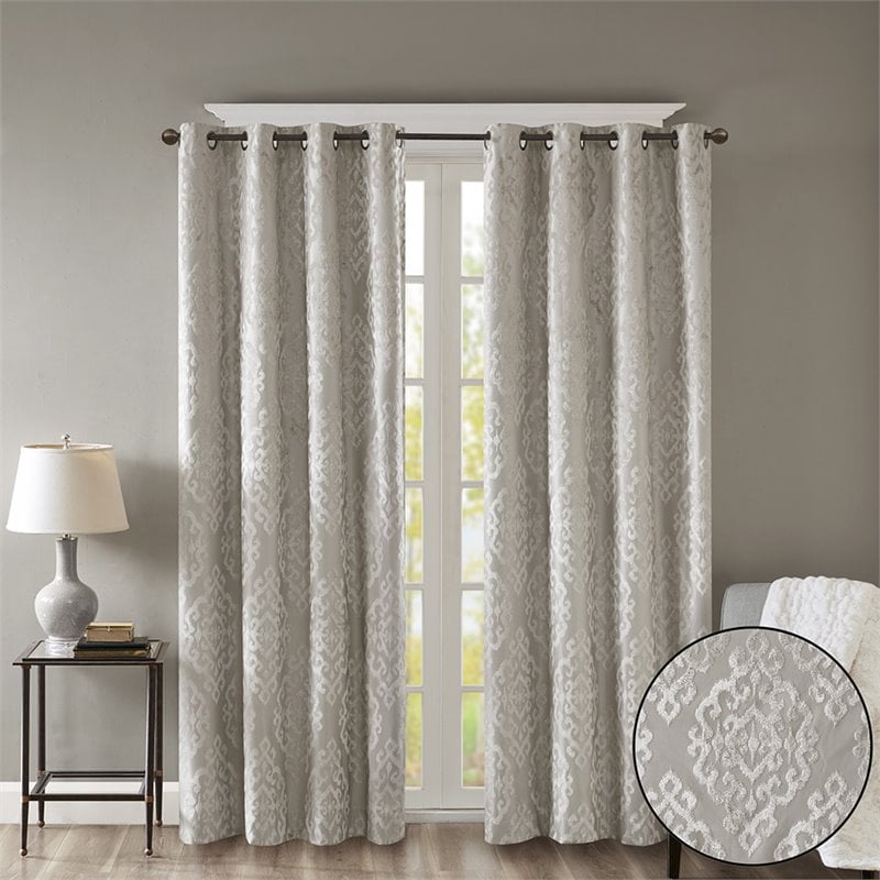 SunSmart Mirage Fabric Knitted Jacquard Total Blackout Window Panel in Gray