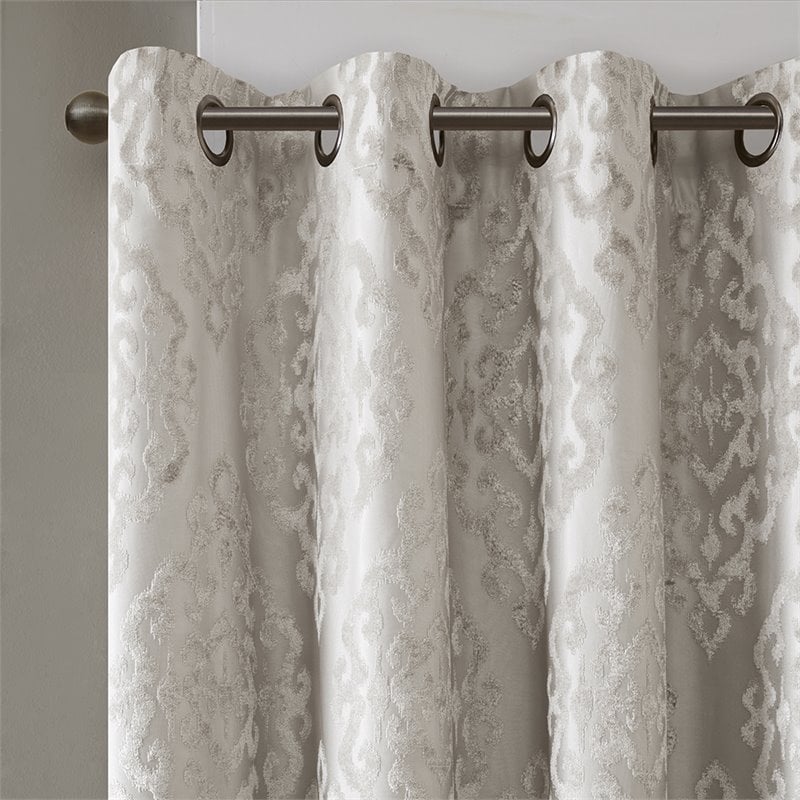 SunSmart Mirage Fabric Knitted Jacquard Total Blackout Window Panel in Gray