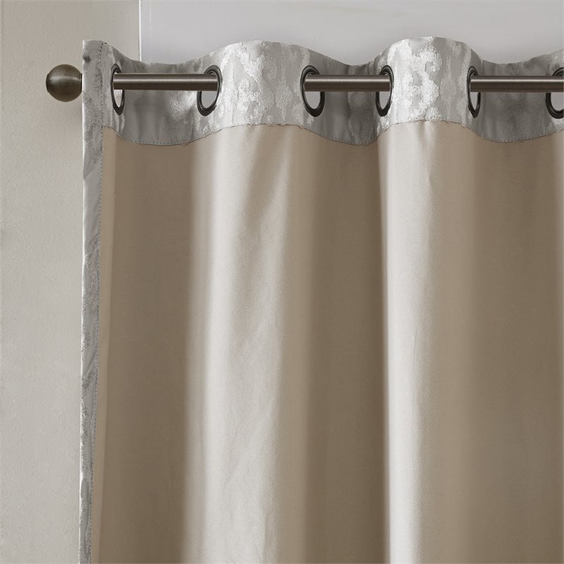 SunSmart Mirage Fabric Knitted Jacquard Total Blackout Window Panel in Gray