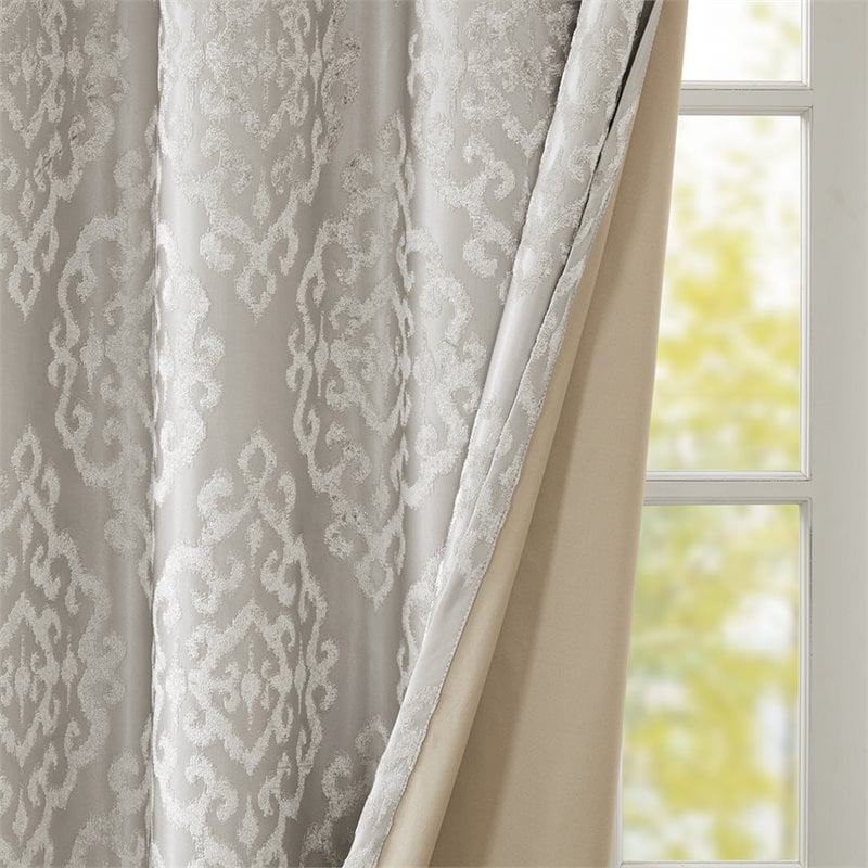 SunSmart Mirage Fabric Knitted Jacquard Total Blackout Window Panel in Gray