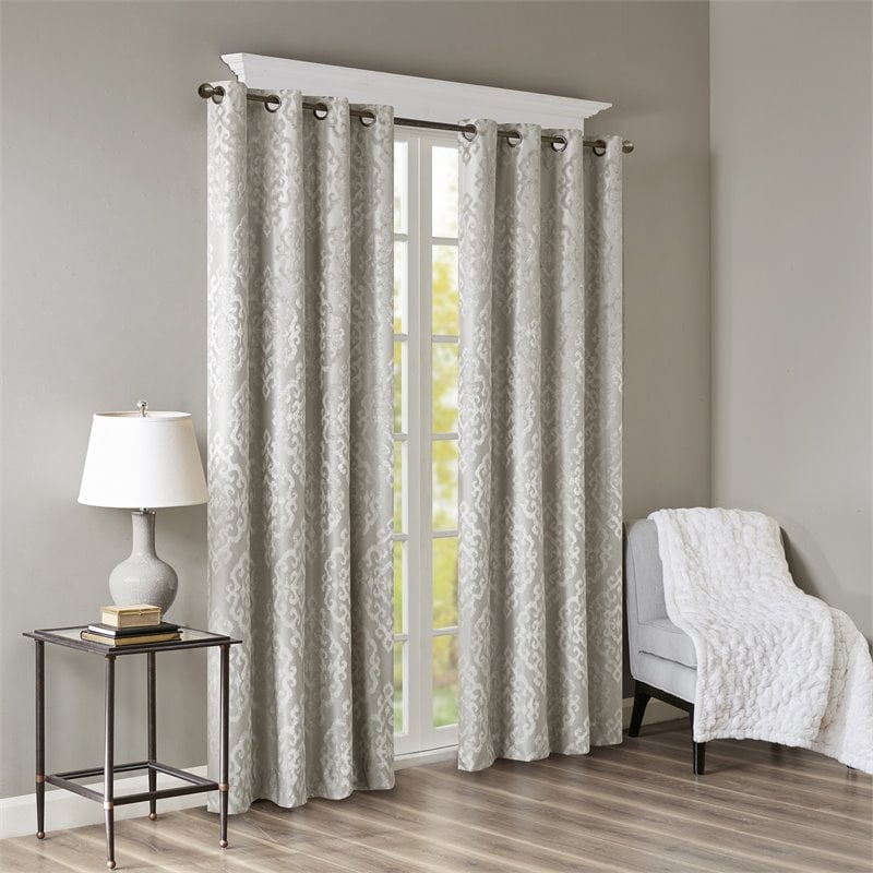 SunSmart Mirage Fabric Knitted Jacquard Total Blackout Window Panel in Gray