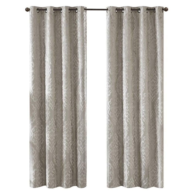 SunSmart Mirage Fabric Knitted Jacquard Total Blackout Window Panel in Gray