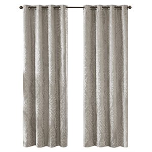 sunsmart mirage fabric knitted jacquard total blackout window panel in gray