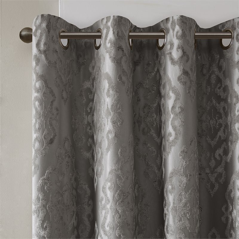 SunSmart Mirage Fabric Knitted Jacquard Total Blackout Window Panel in Charcoal