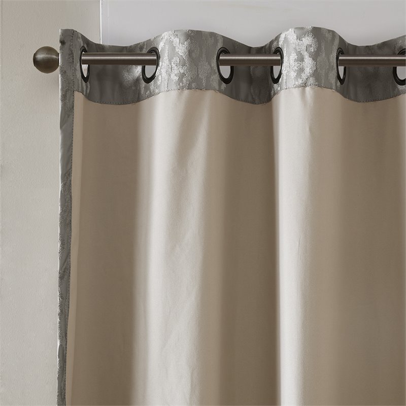 SunSmart Mirage Fabric Knitted Jacquard Total Blackout Window Panel in Charcoal