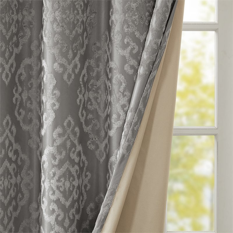 SunSmart Mirage Fabric Knitted Jacquard Total Blackout Window Panel in Charcoal