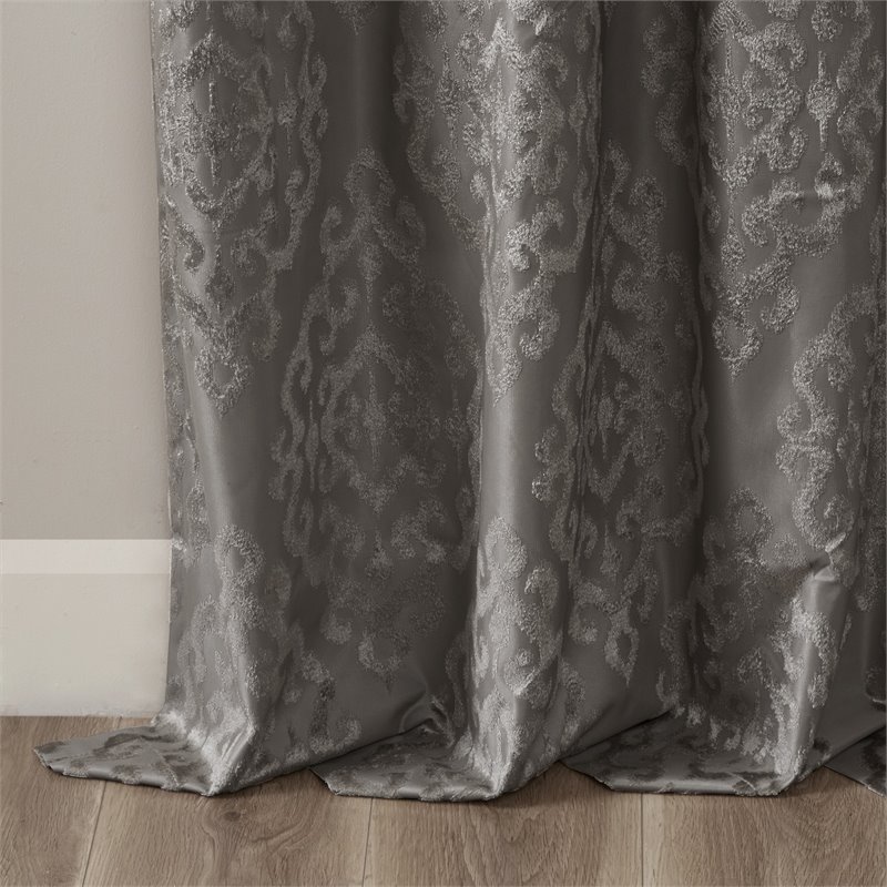 SunSmart Mirage Fabric Knitted Jacquard Total Blackout Window Panel in Charcoal