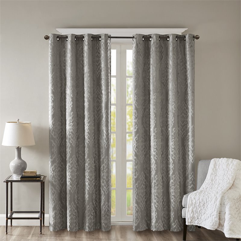 SunSmart Mirage Fabric Knitted Jacquard Total Blackout Window Panel in Charcoal