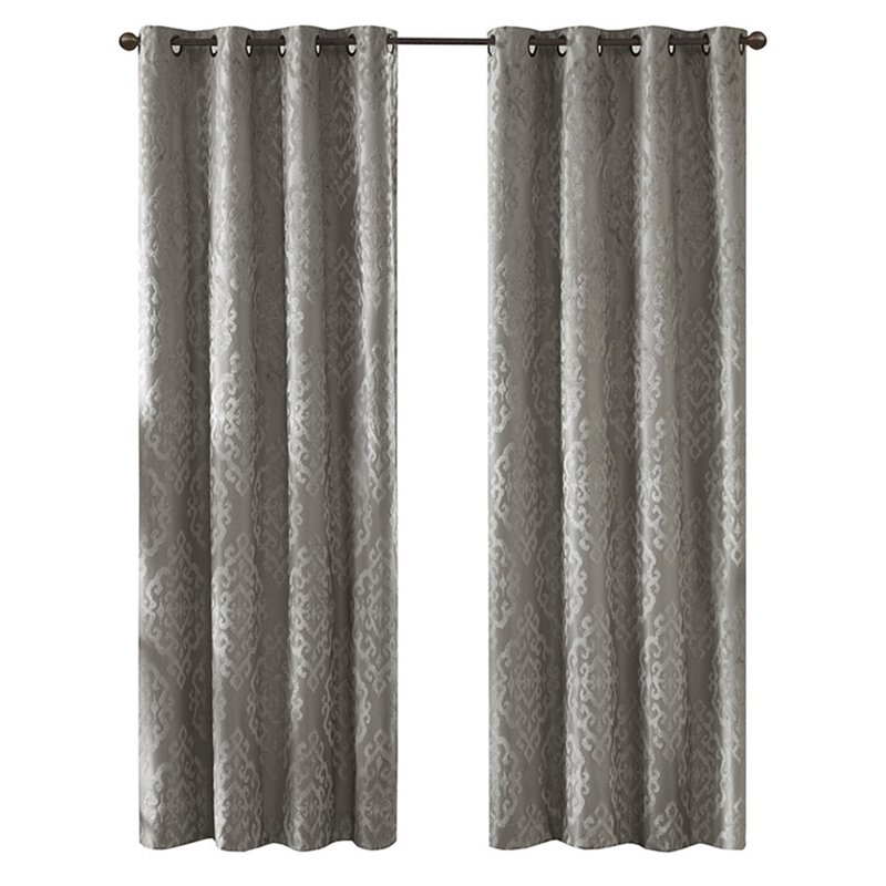 SunSmart Mirage Fabric Knitted Jacquard Total Blackout Window Panel in Charcoal