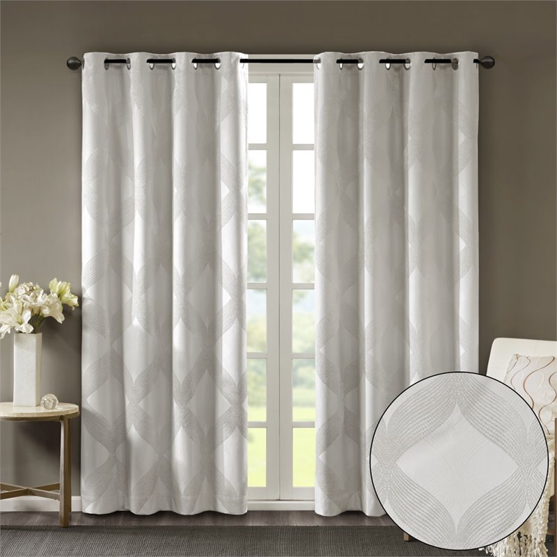 SunSmart Bentley Polyester Knitted Coated Total Blackout Window Panel in Ivory