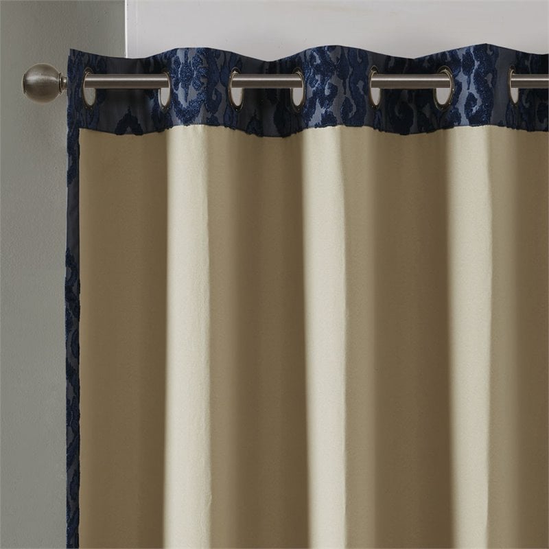 SunSmart Mirage Fabric Knitted Jacquard Total Blackout Window Panel in Navy