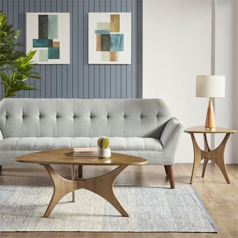 INK+IVY Blaze Triangle Mid-Century Solid Wood Coffee Table in Brown