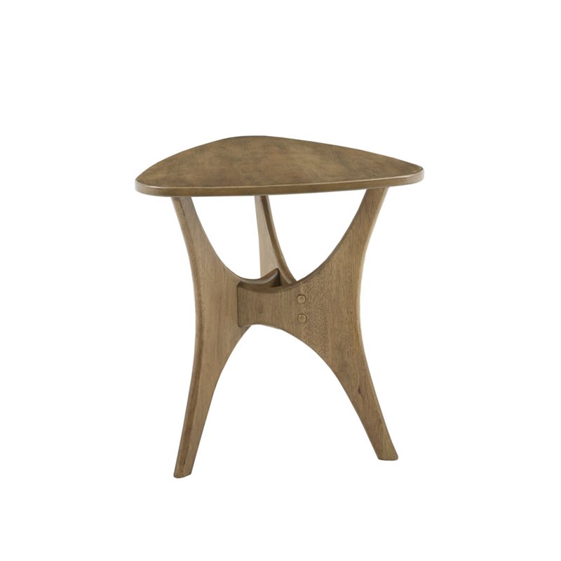 INK+IVY Blaze Triangle Solid Wood Side Table in Natural Brown