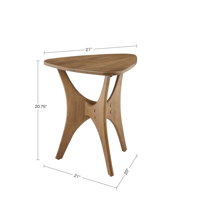 INK+IVY Blaze Triangle Solid Wood Side Table in Natural Brown