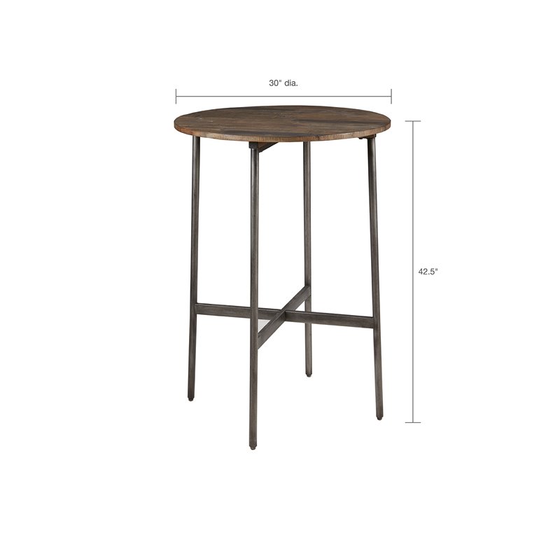 INK+IVY Renu Round Contemporary Metal and Wood Bar Table in Brown