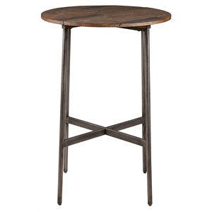 INK+IVY Renu Round Contemporary Metal and Wood Bar Table in Brown