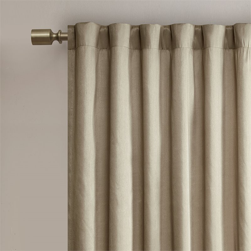 Madison Park Andora Transitional Polyester Fabric Lined Window Panel in Tan