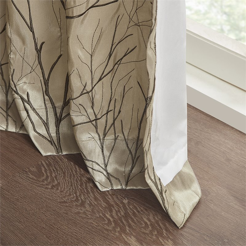 Madison Park Andora Transitional Polyester Fabric Lined Window Panel in Tan