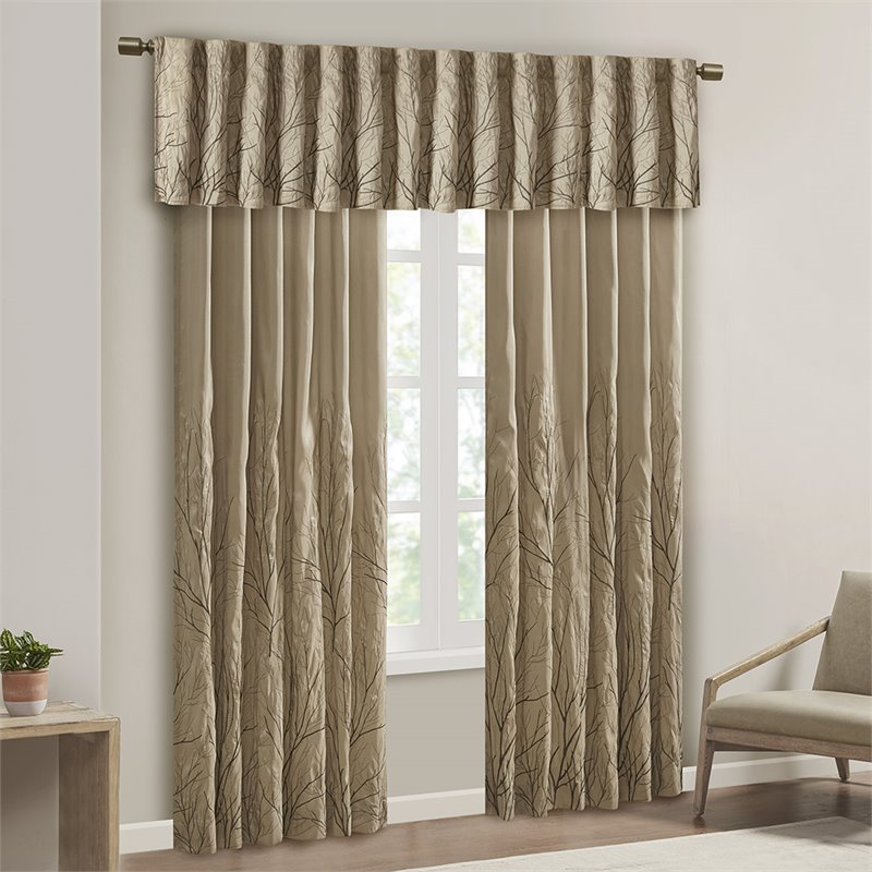 Madison Park Andora Transitional Polyester Fabric Lined Window Panel in Tan