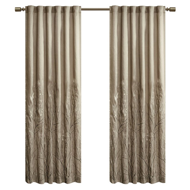 Madison Park Andora Transitional Polyester Fabric Lined Window Panel in Tan