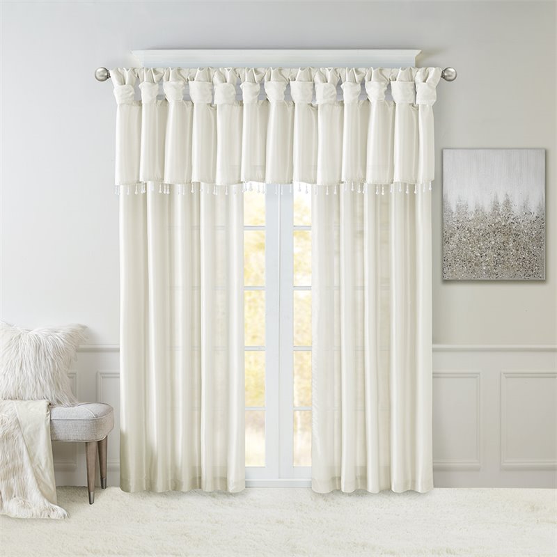 Madison Park Emilia Polyester Twisted Tab Lined Window Panel in White
