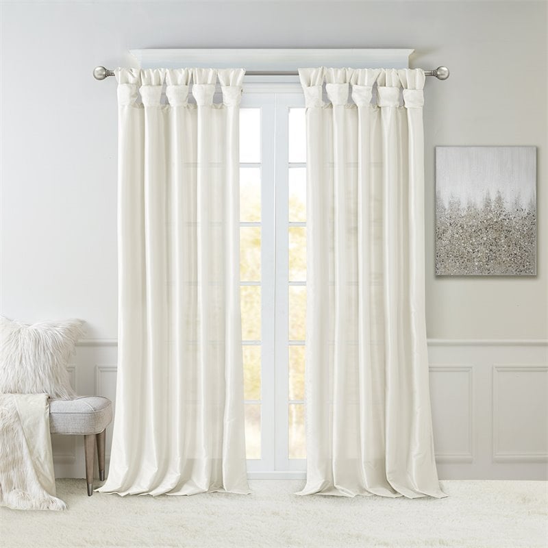 Madison Park Emilia Polyester Twisted Tab Lined Window Panel in White