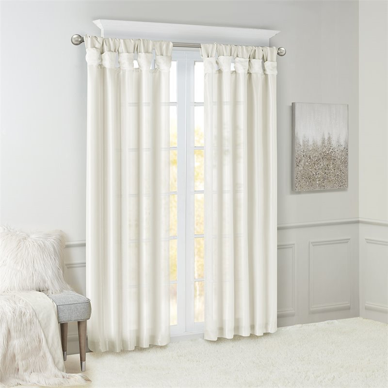 Madison Park Emilia Polyester Twisted Tab Lined Window Panel in White