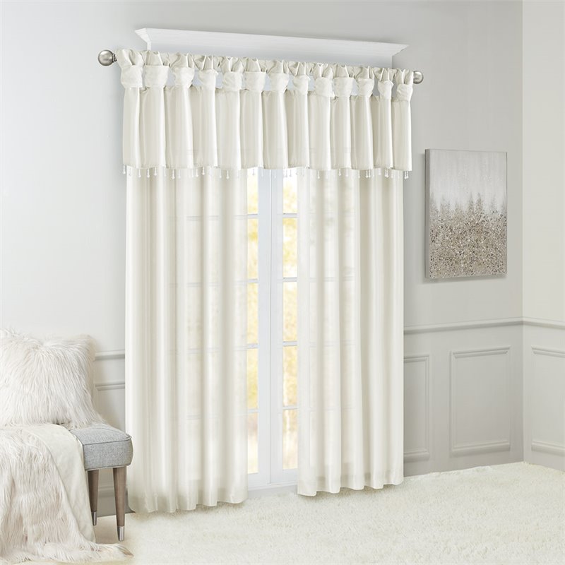 Madison Park Emilia Polyester Twisted Tab Lined Window Panel in White